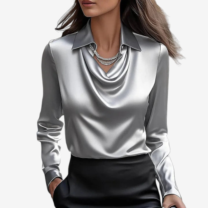 Belén™ Blusa Cuello Drapeado