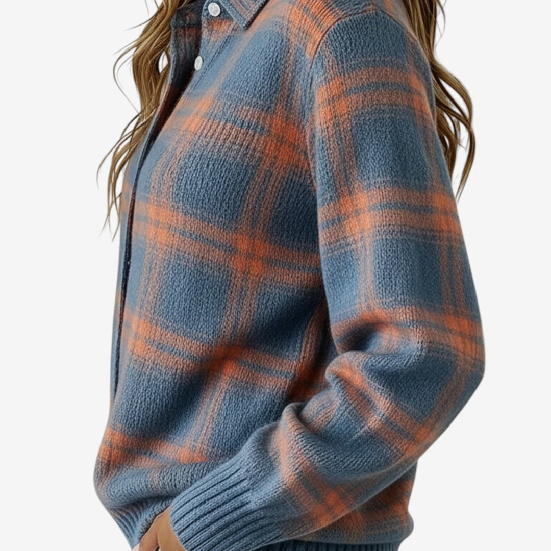 Josefa™ Chaqueta Cuadros Abotonada