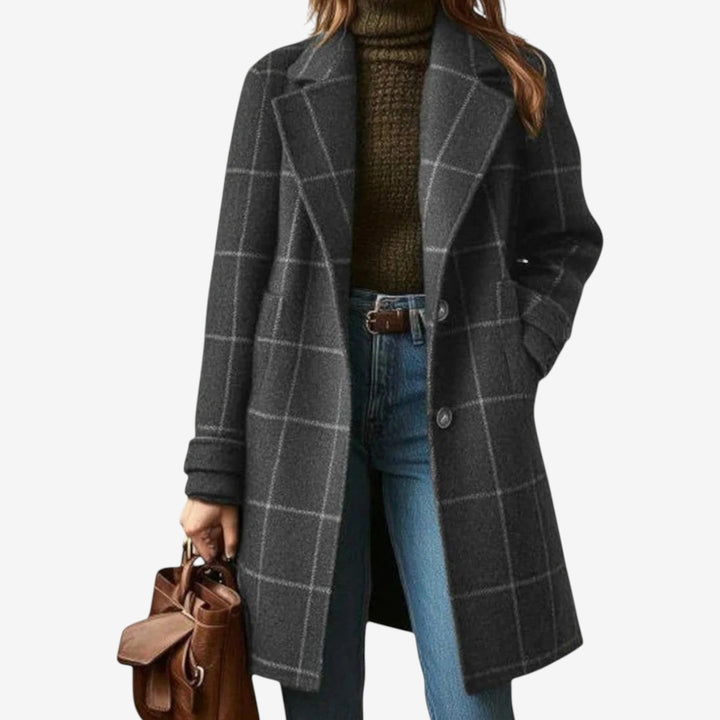 Soledad™ Abrigo Cuadros Largo