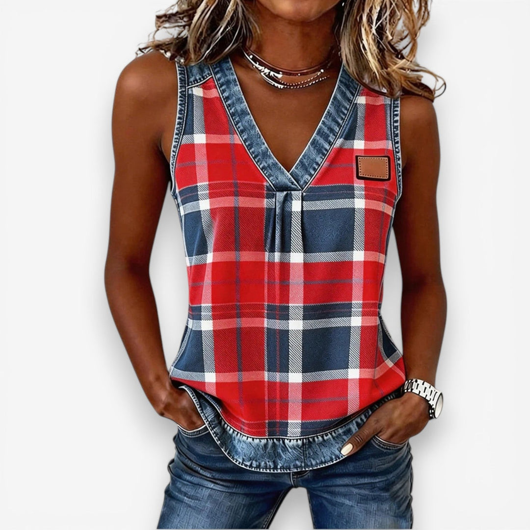Sarella™ Plaid Sleeveless Top