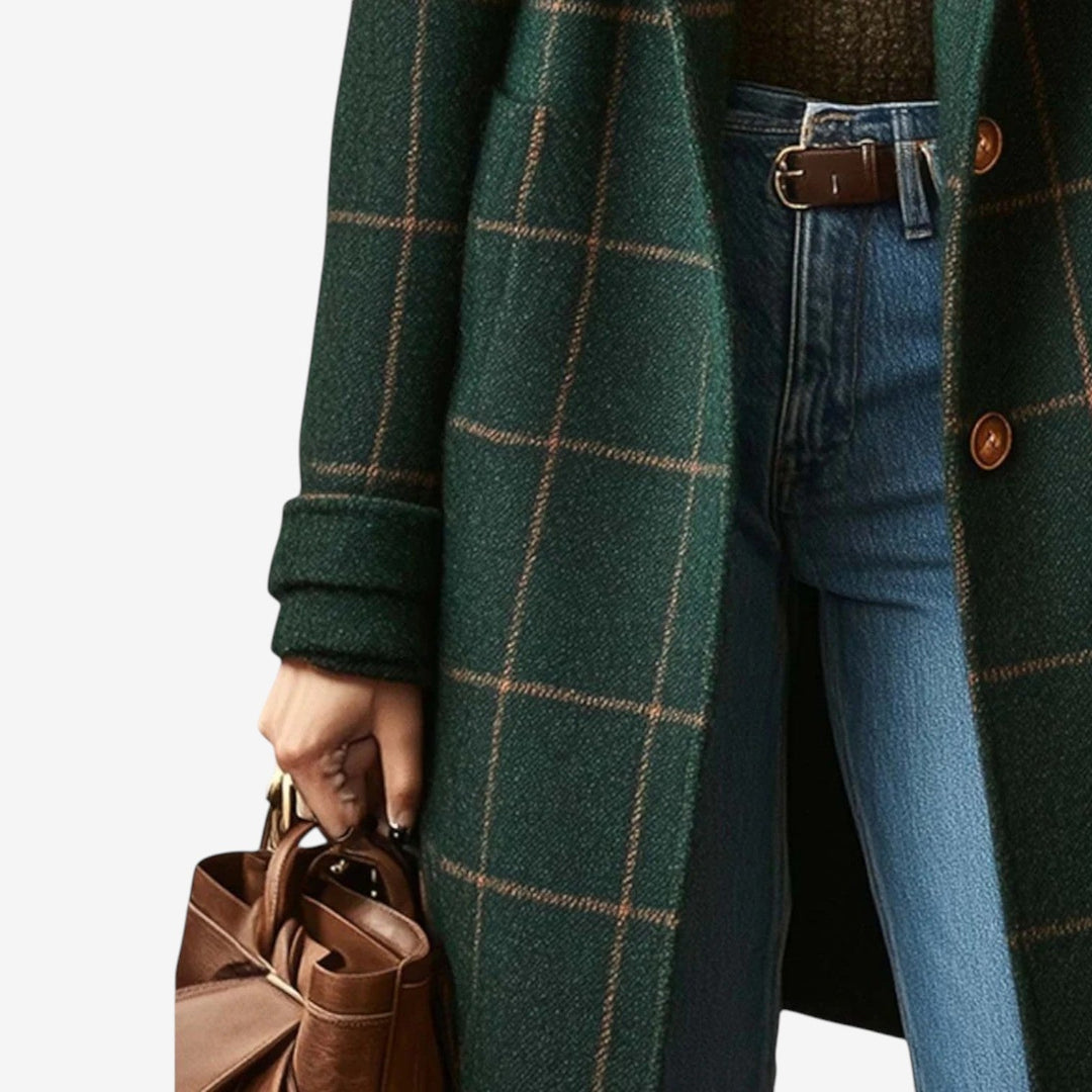 Soledad™ Abrigo Cuadros Largo
