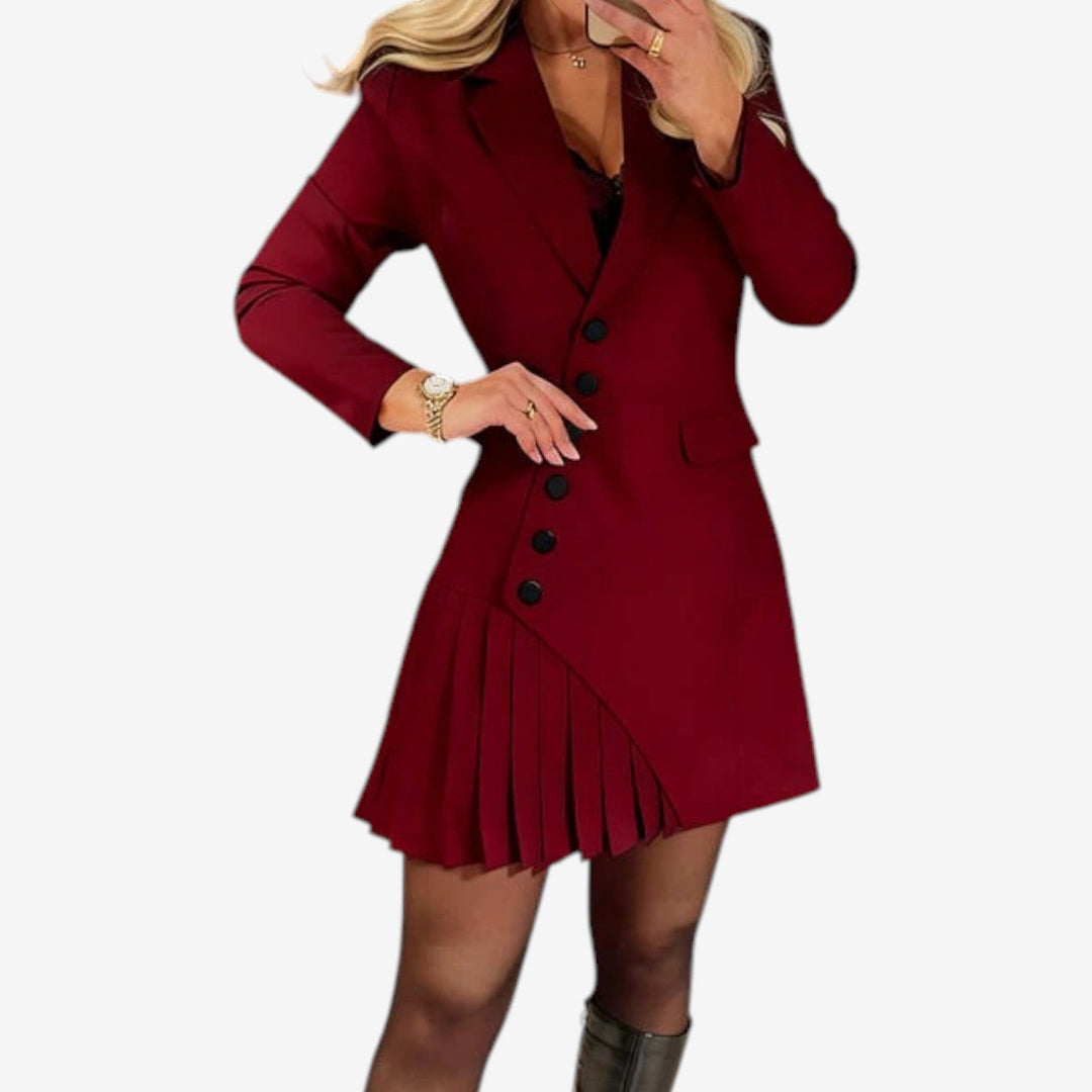 Leya™ Vestido Blazer Plisado