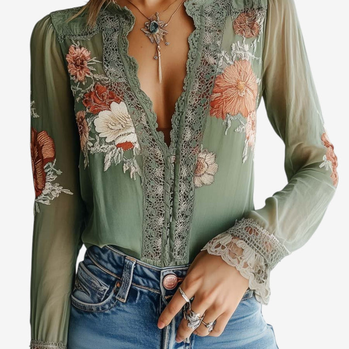 Shaba™ Blusa Bordada Elegante