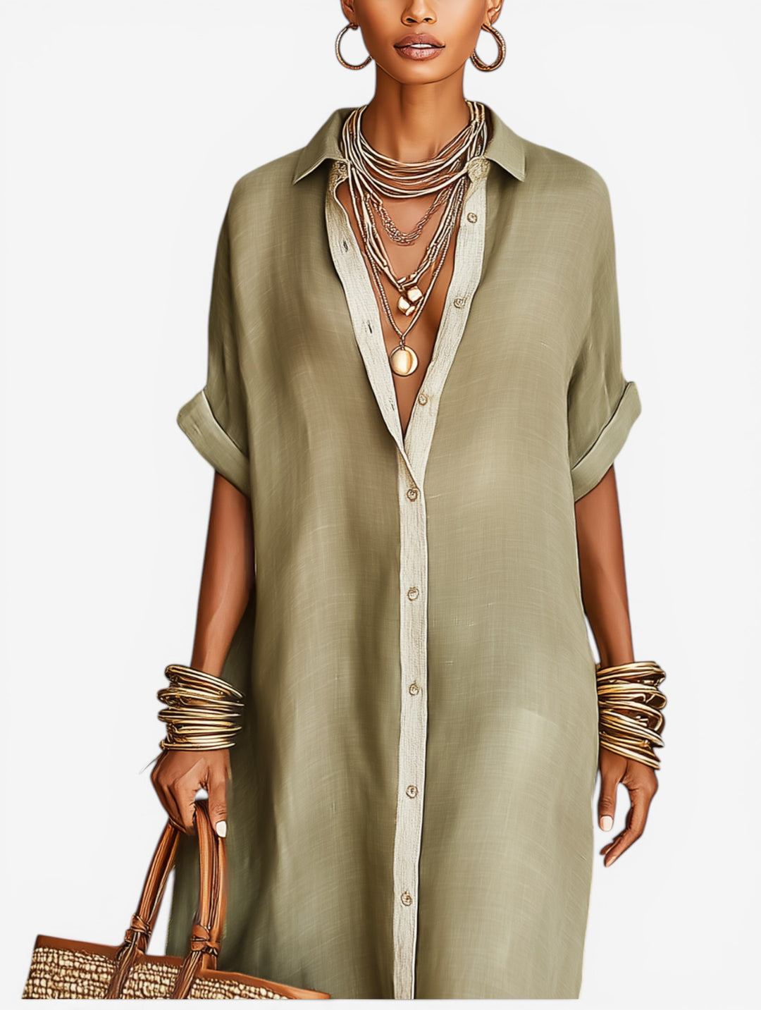 Oria™ Vestido Camisero Midi